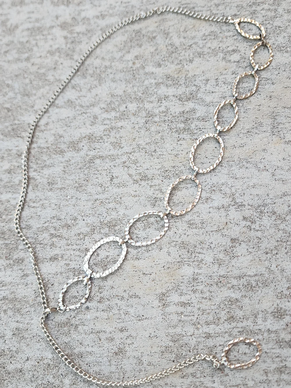 Oval Silver-Tone Chain Link Belt, Adjustable